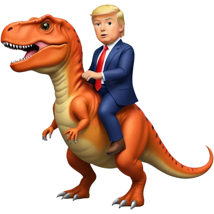 Donald Trump riding a t-Rex emoji