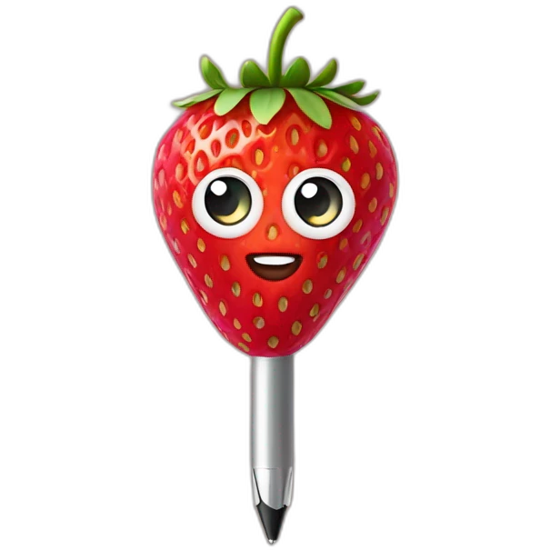 strawberry with a pen emoji