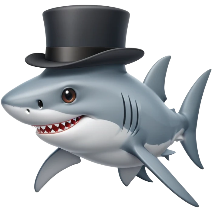 Shark with a top hat emoji