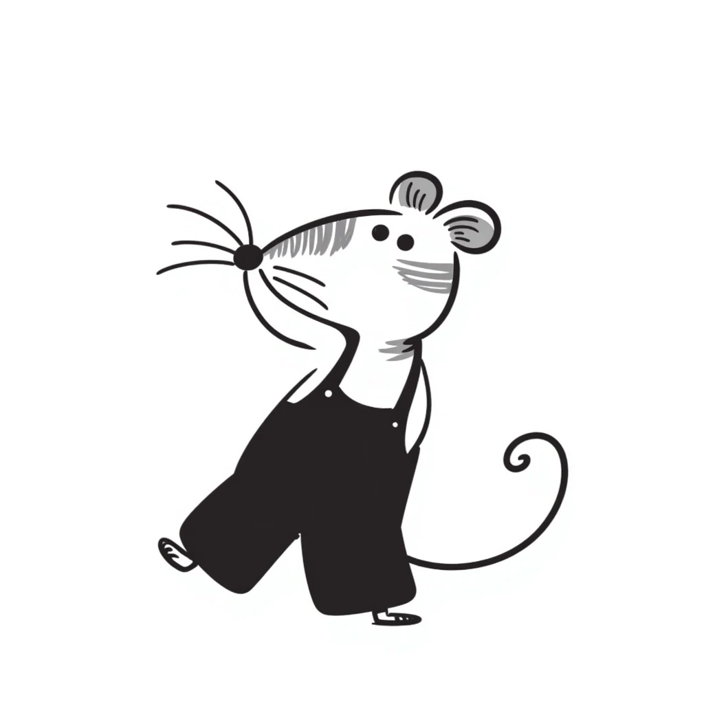 Simple hand-drawn mouse with whiskers and a long tail emoji