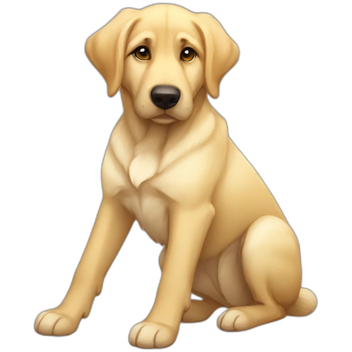 Light yellow lab floppy ears German shepherd mutt chubby emoji