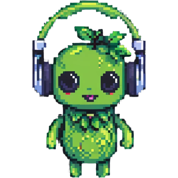 green pea wearing headphones emoji