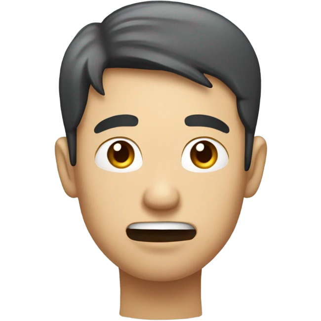Asian man holding dental floss in front of his small eyes emoji