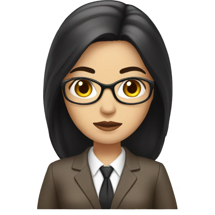 Female defense attorney with long black hair with brown suit emoji
