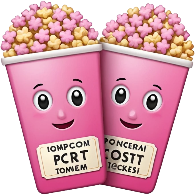 pink popcorn with 2 cinema tickets emoji