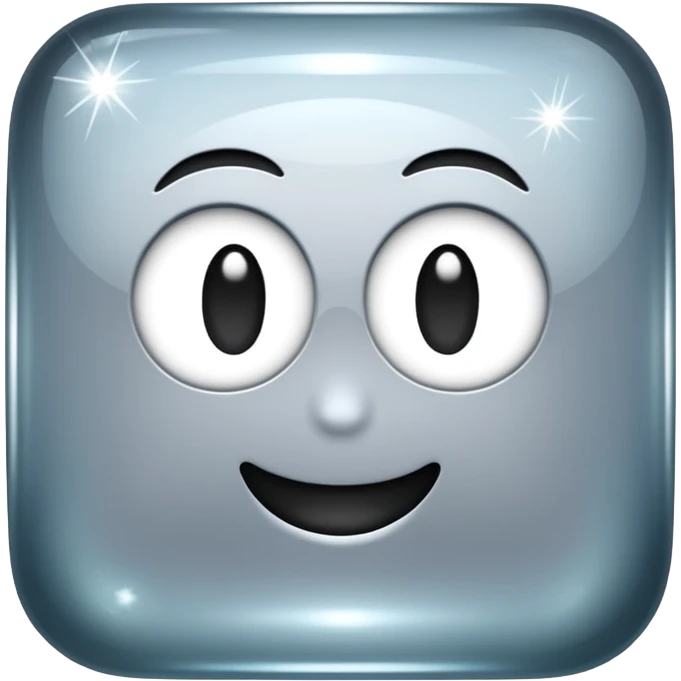 Sparkly glossy silver glass square emoji