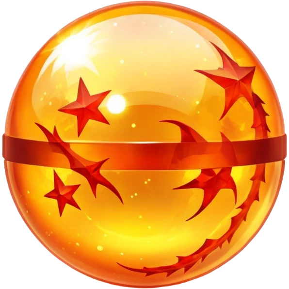 Orange crystal Dragon Ball with red stars inside, glowing golden orb with visible red stars, classic anime style emoji