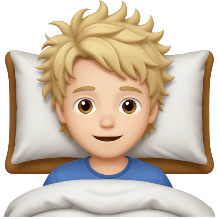 emoji- of a cute smiling boy waking up in bed emoji