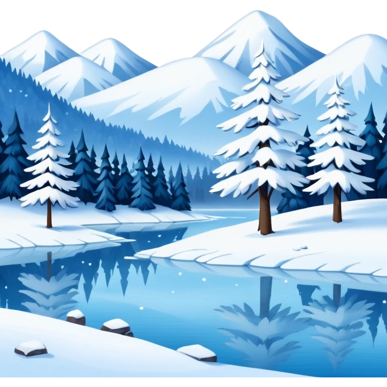 simple painting with winter landscape emoji