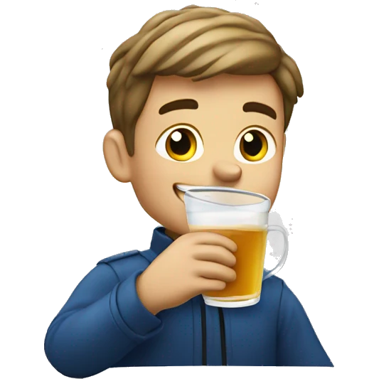 White boy enjoying a drink. Add a jet into the background emoji