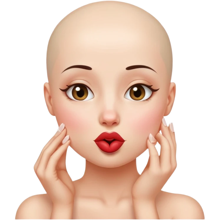  A bald girl making a kissy face  emoji