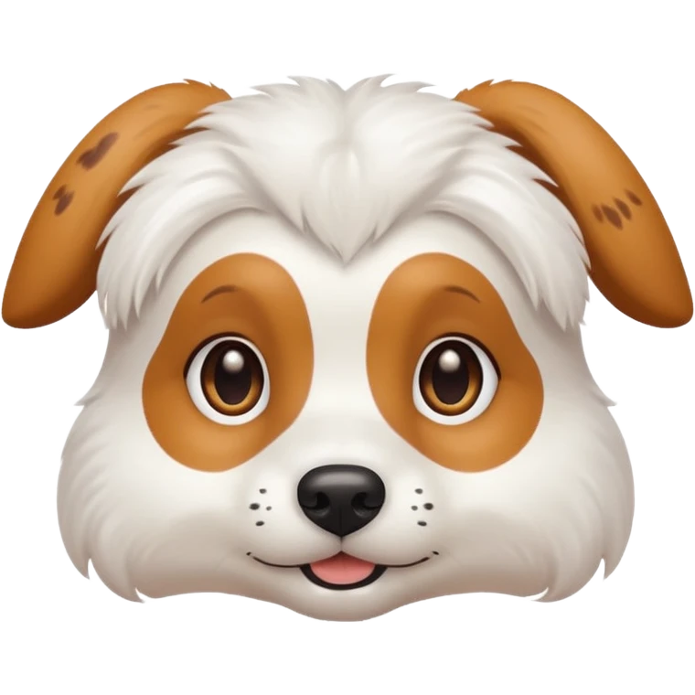 White dog with brown eyes and some long white body and white ears with brown spots curved on the sides emoji