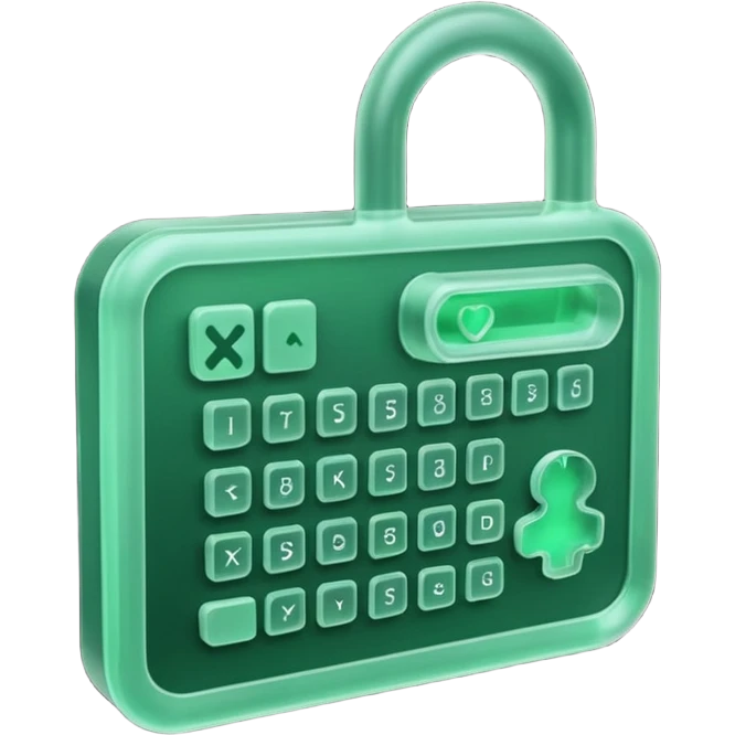 3D render of Swallowed Keys, X-Ray imaging aesthetic, translucent materials showing internal structure, stomach shape in greenish night-vision style with keys inside, medical scan style, emoji style, isolated on white background --v 6.0. emoji