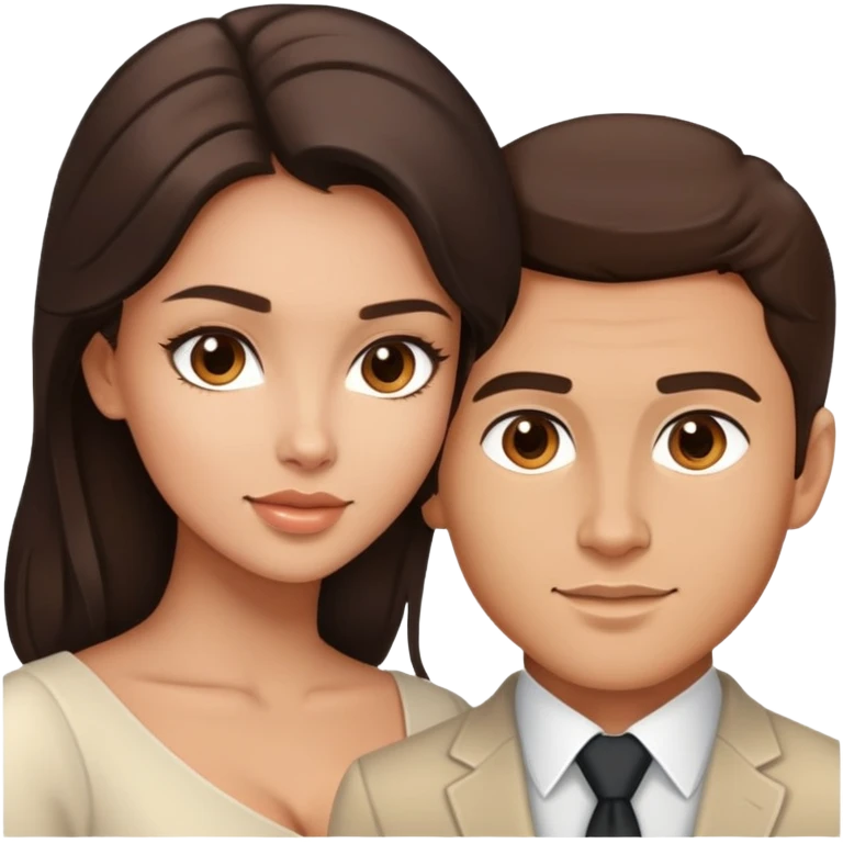 Handsome brunette man and beautiful brunette woman with light tan skin, bust portrait emoji