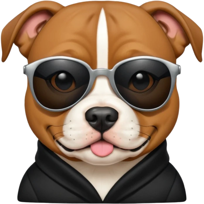 Perro staforfire bulo terrier con lentes de sol emoji