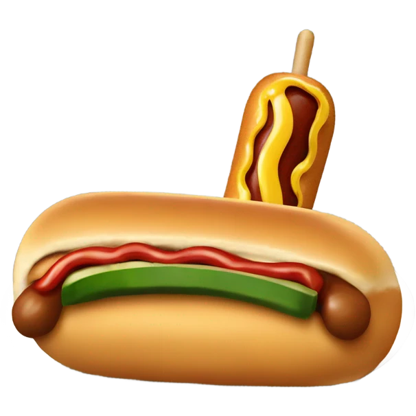 Corn dog with pickle and hotdog emoji