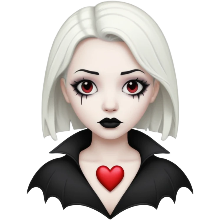 white goth heart, minimal, edgy, dark accents emoji