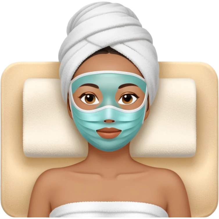 Lady with face mask spa beauty full face relaxing emoji