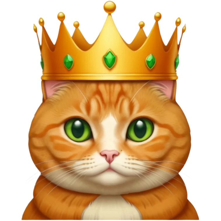 Ginger Scottish fold cat with crown, queen emoji