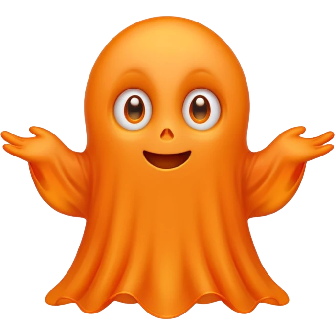 Cute orange ghost character with big adorable eyes and a small smile emoji