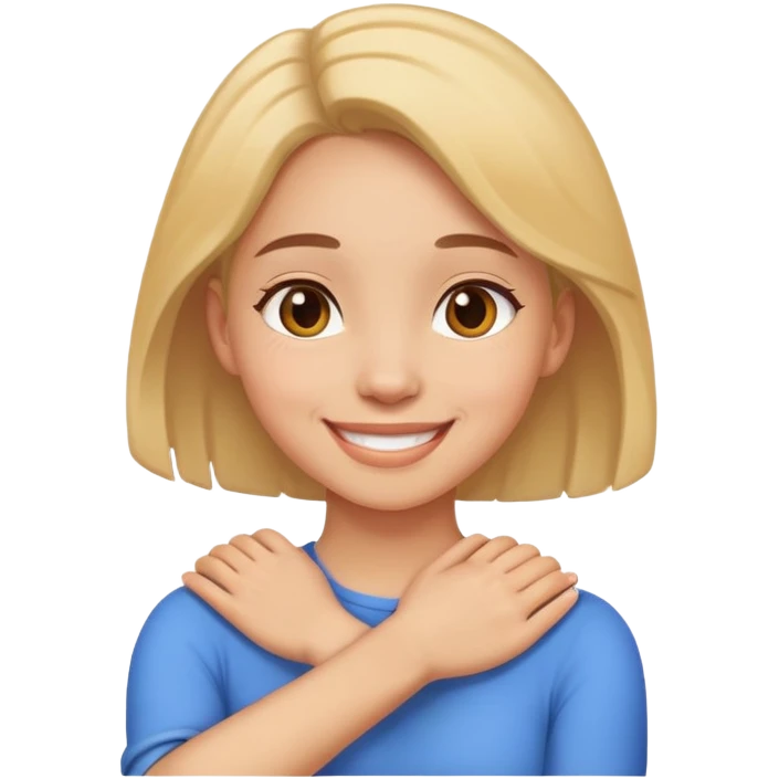 girl arms around neck smiling emoji