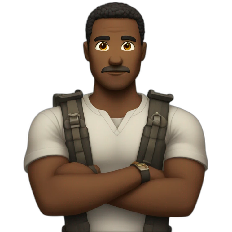 Man with his armes crossed like an x in front of his chest with his fists closed emoji