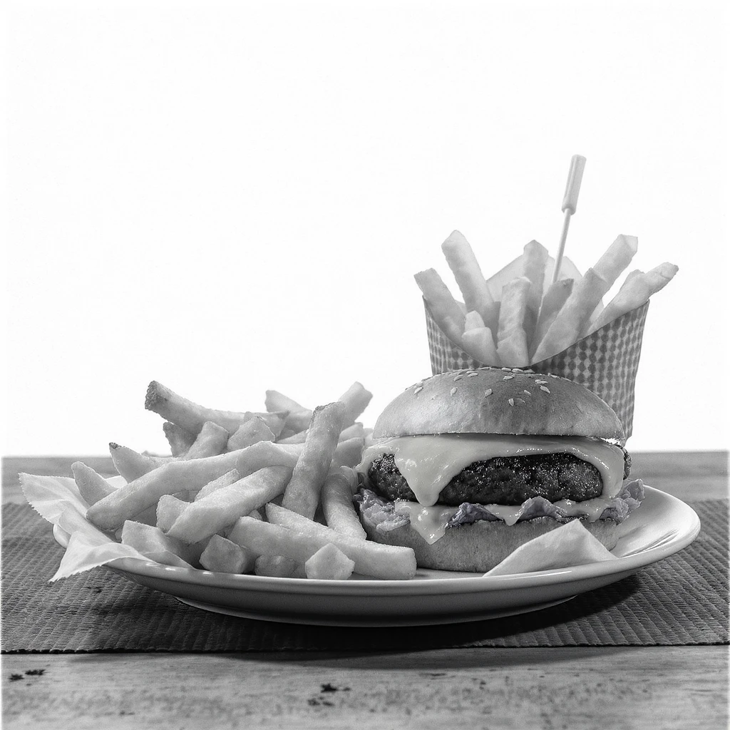 burger and fries emoji