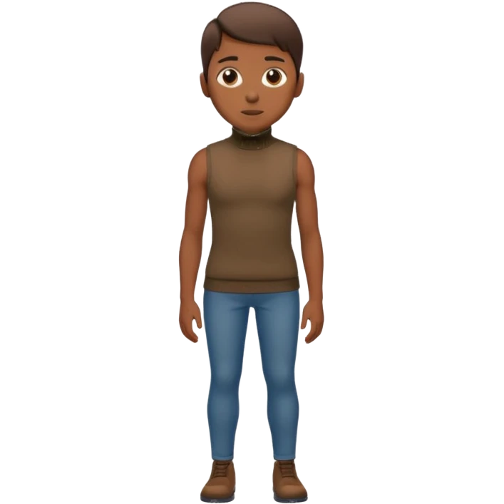 create an emoji, brown sleeveless turtleneck, wholebody emoji