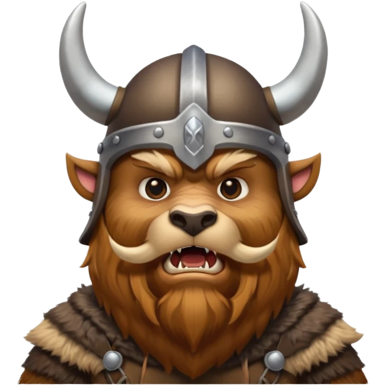 Viking Bear wearing horned helmet growling emoji