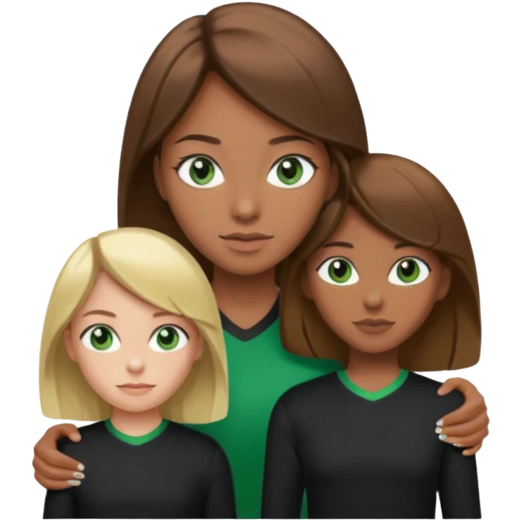 Maman cheveux marrons chemise noir et fille cheveux blond yeux verts tricot sport  emoji