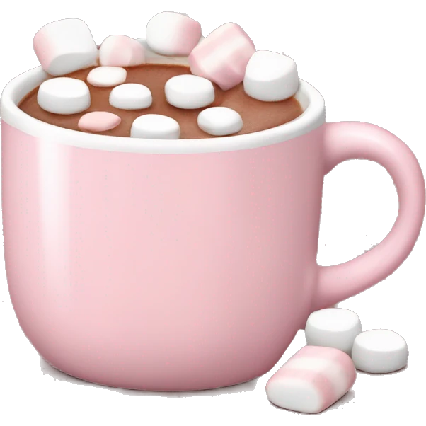 Light Pink mug of hot chocolate with marshmallows  emoji
