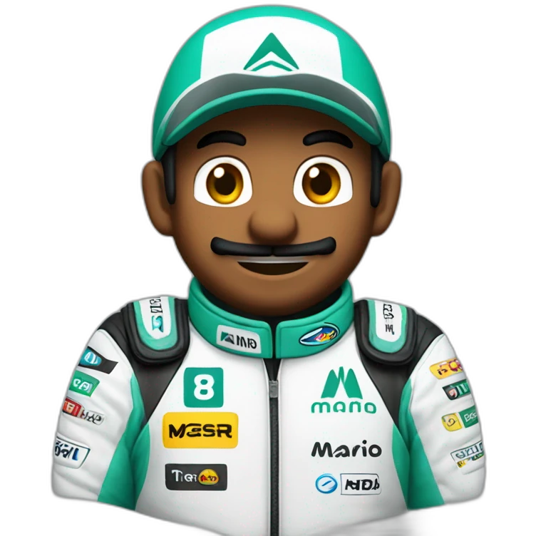 Mario in a Mercedes AMG Petronas racing suit emoji
