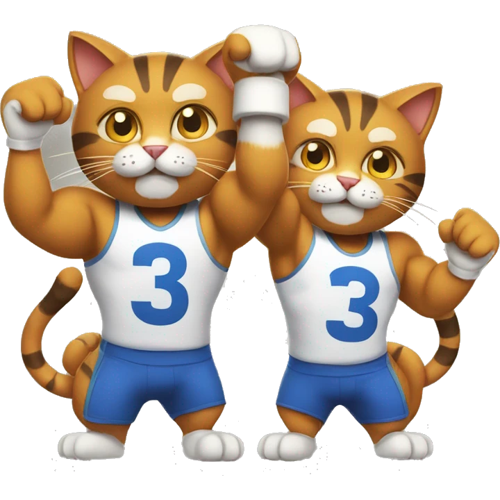 two muscular cats holding up the number 13 emoji