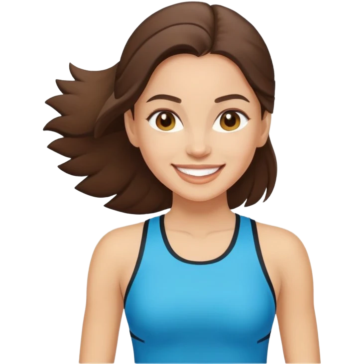 light skinned brunette woman in sport clothes smiling emoji