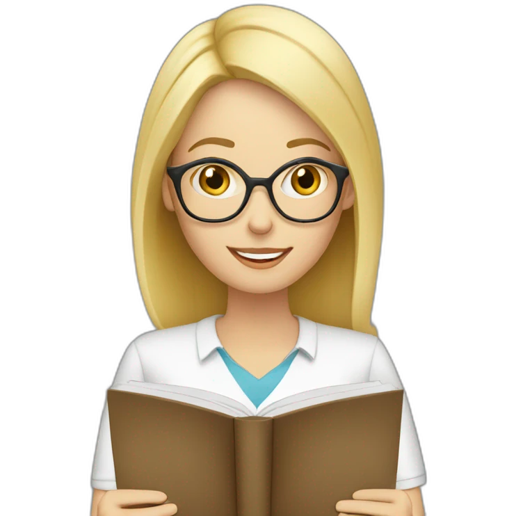 blond english teacher reading book emoji