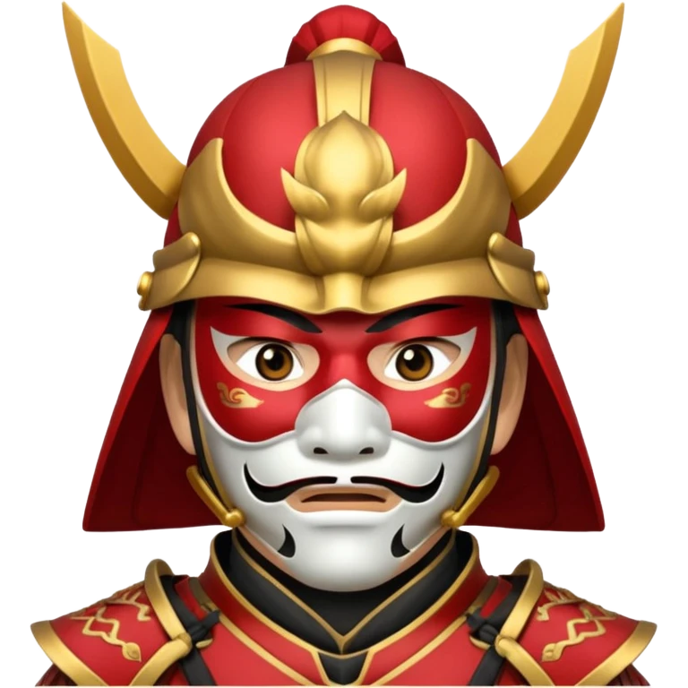 Samurai with red and gold armor and they have a detailed mask covering their mouth emoji