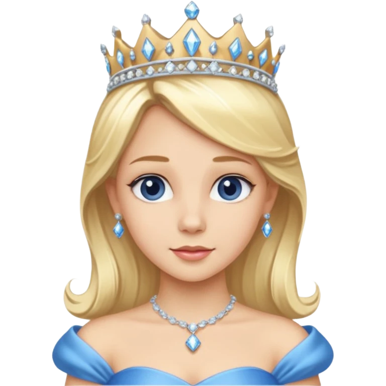 Princess in Blue Dress with Tiara, Blonde Hair emoji