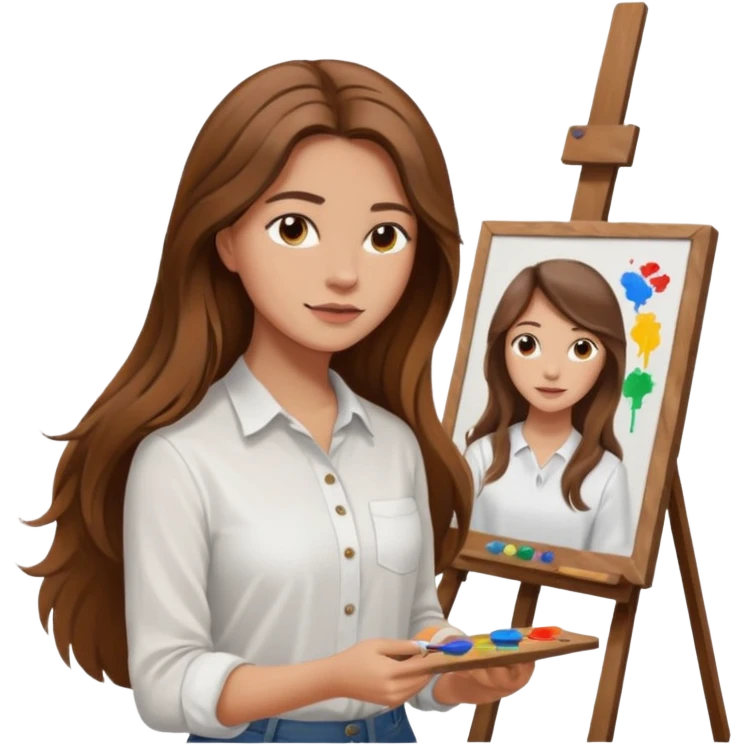 femme brune cheveux long atelier peinture emoji