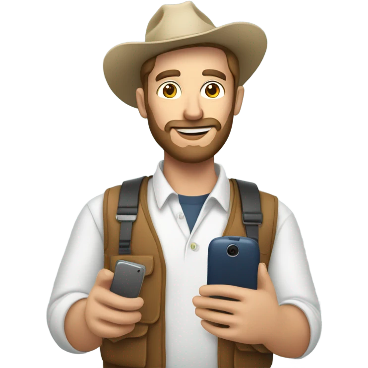 White farmer who communicate marketing phone emoji