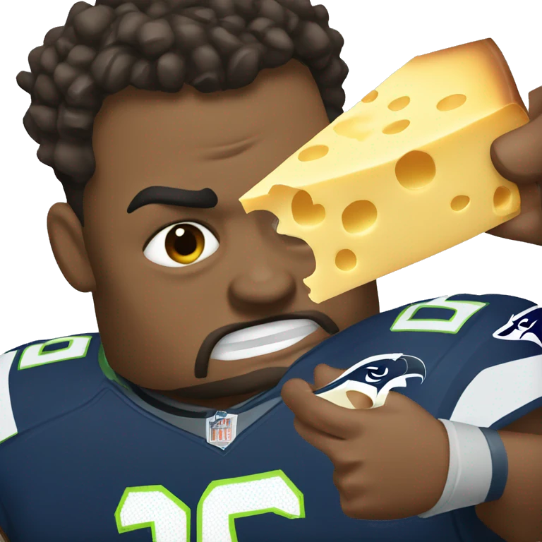Seahawk crushed by cheese emoji