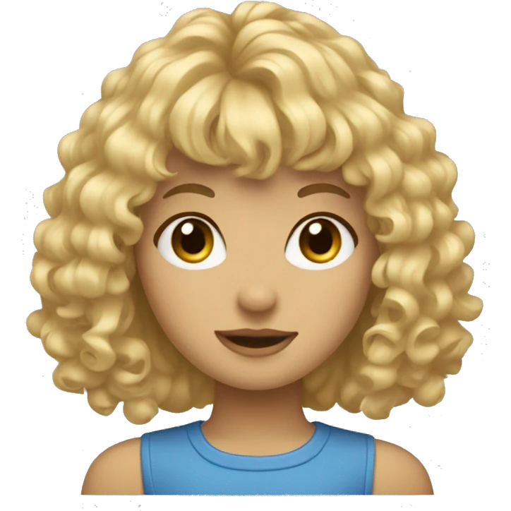 a girl with curly blonde hair and bangs  emoji