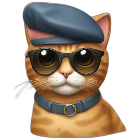 cat with sunglasses and wearing a beret emoji