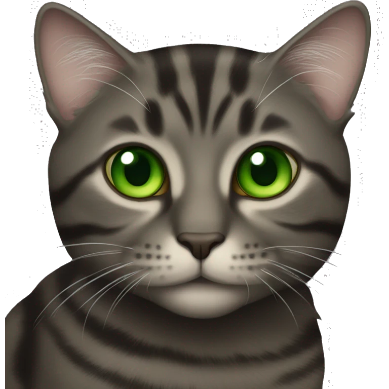 dark tabby cat with green eyes emoji