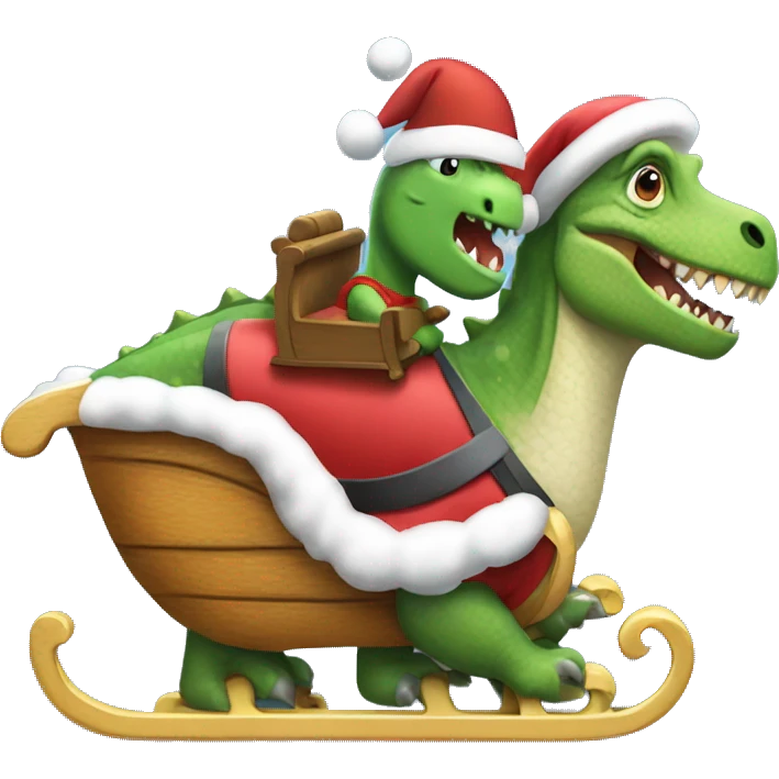 Dino driving Santa’s sleigh  emoji