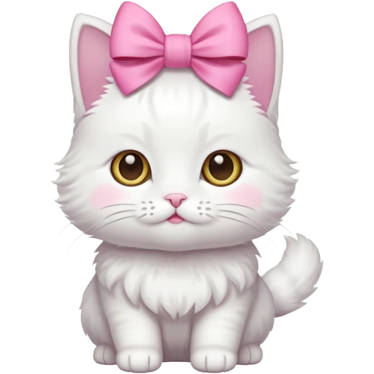 White little cat with pink bow emoji