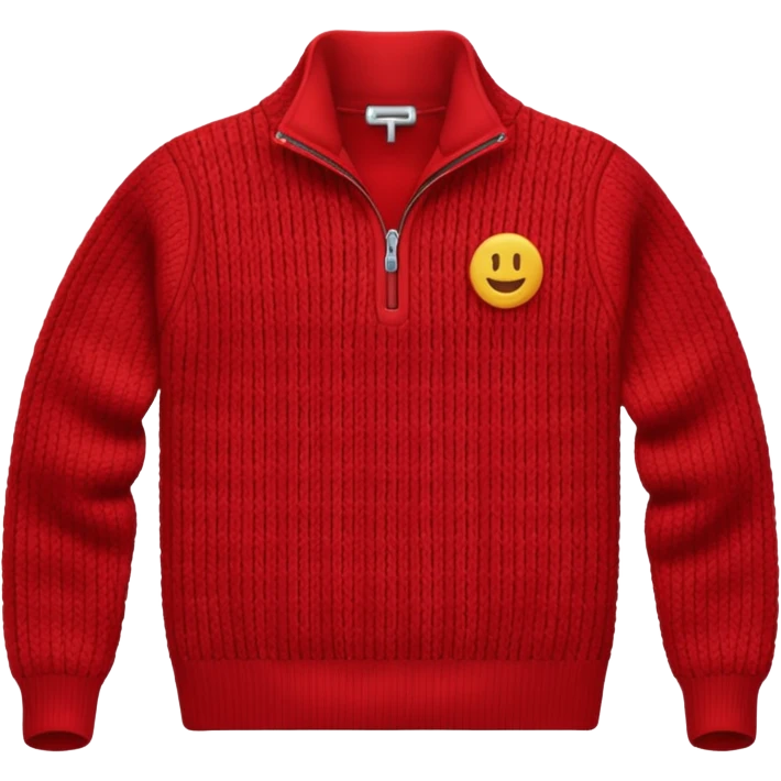 red knitted quarter zip with the knitting visible no emojis emoji