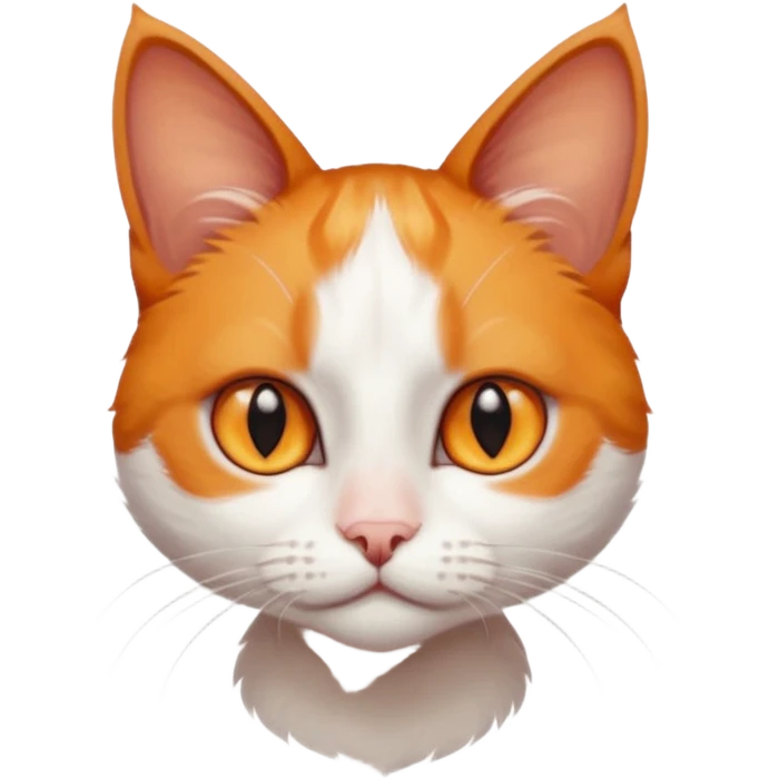 tiny + skinny ginger and white cat with deep orange eyes emoji