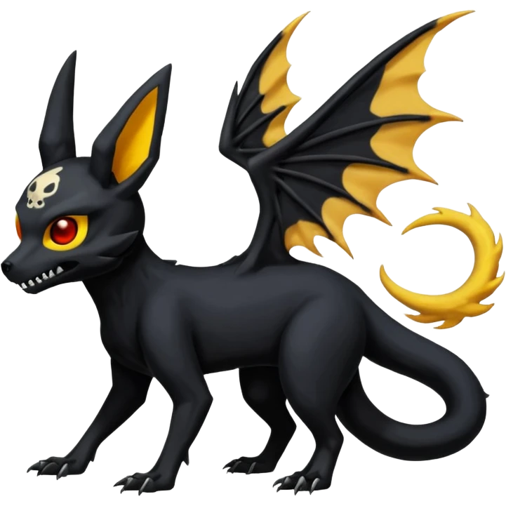 Nebulae Gothic Spooky Umbreon-Salandit-Cubone-Duskull-Noibat-Fakémon-hybrid-creature (full body)  emoji