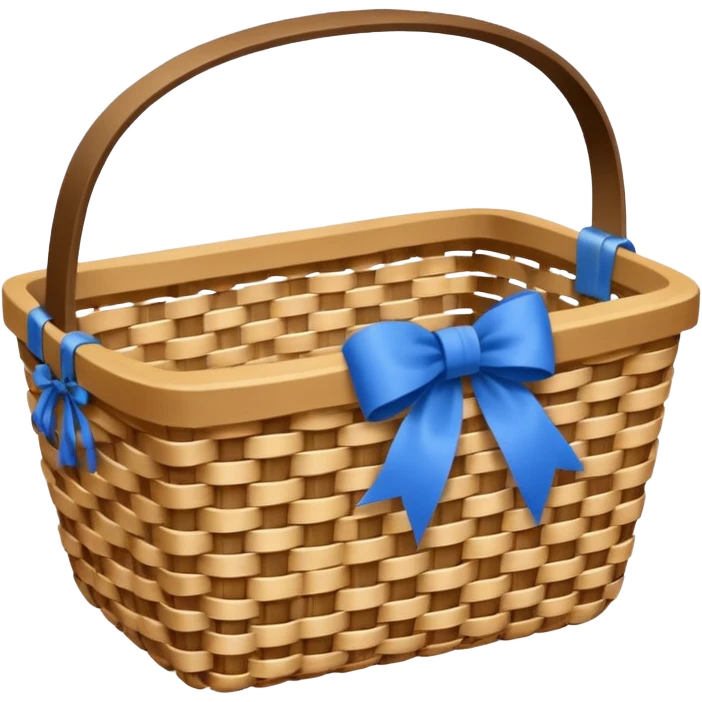A basket with a blue ribbon on the handle emoji