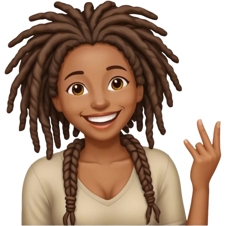 Black woman with locs having fun emoji